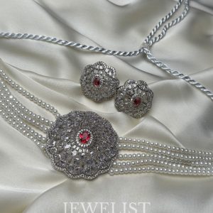 Pearled Orchid Choker Set by Jewelist.pk – Bridal Necklace with Earrings
