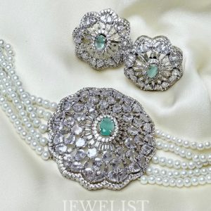 Pearled Orchid Choker Set by Jewelist.pk – Bridal Necklace with Earrings