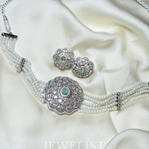 Pearled Orchid Choker Set by Jewelist.pk – Bridal Necklace with Earrings