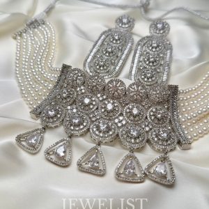Madelene Pearl Choker Set by Jewelist.pk – Bridal Necklace with Statement Earrings