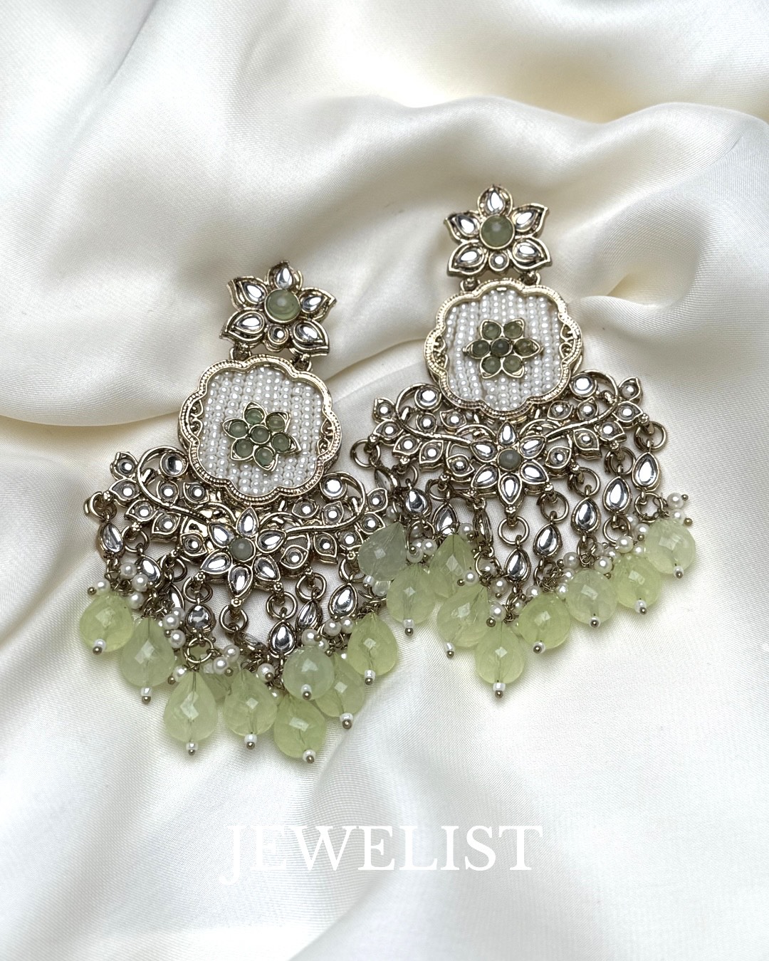 Zarqash Chandbalis by Jewelist.pk – Meena Kundan Festive Earrings Pakistan