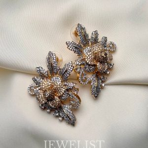 Golden Rose Studs Jewelist.pk Pakistani Jewellery