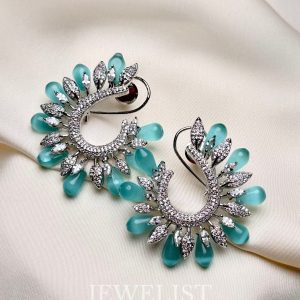 Symphony Crescent Paved Crystal Jewellery Earrings (Mint green) - Jewelist.pk (Fashion Jewellery)