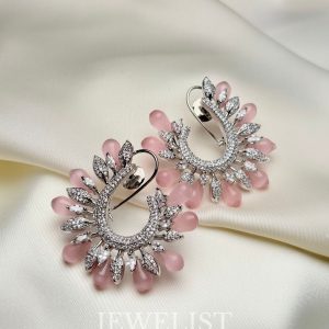 Symphony Crescent Paved Crystal Jewellery Earrings (Pink) - Jewelist.pk (Fashion Jewellery)
