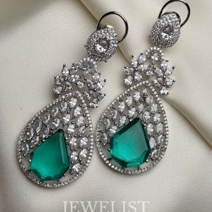 Jade Teardrop Dangles — Jewelist Jewellery silver CZ