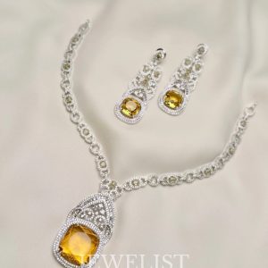 Citrine Sunburst Set by Jewelist.pk – Necklace and Earrings