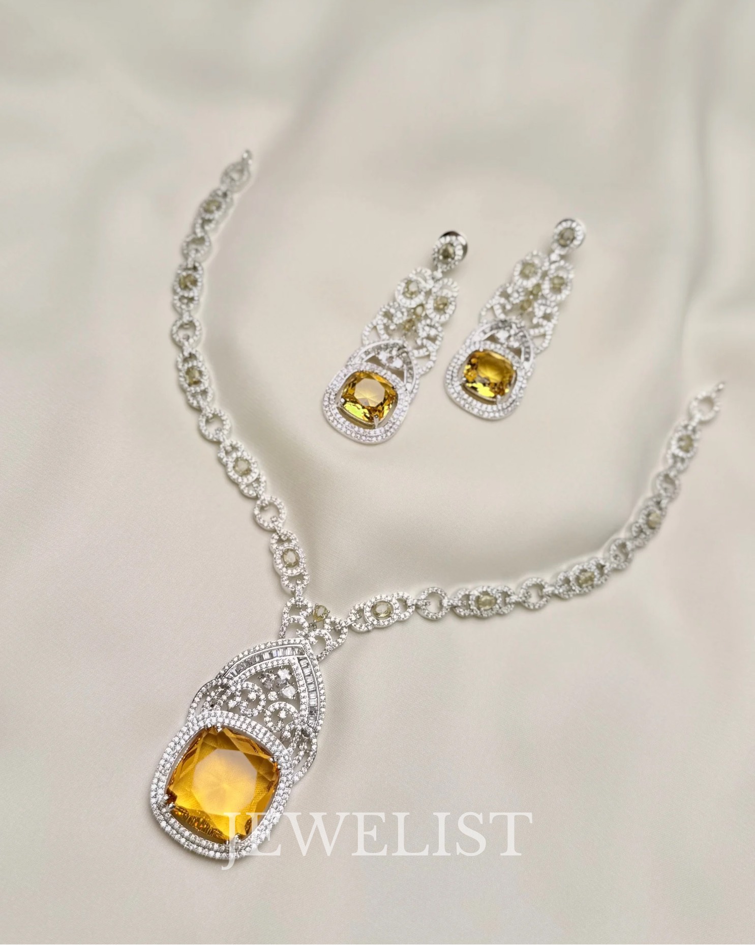Citrine Sunburst Set by Jewelist.pk – Necklace and Earrings