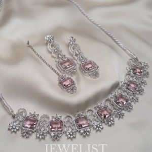 Jewelist.pk Prism Choker Set – Emerald and Pink Stones