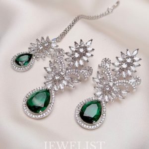 Emerald Bridal Earrings & Teeka Set – Jewelist Jewellery