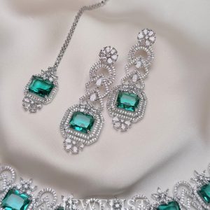 Jewelist.pk Prism Choker Set – Emerald and Pink Stones