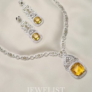 Jewelist Jewellery Citrine Sunburst Necklace Set – Pakistani Bridal Jewellery