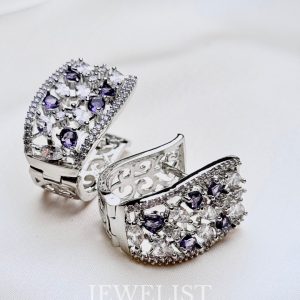 Studded Onyx Hoops with Purple Stones – Jewelist.pk