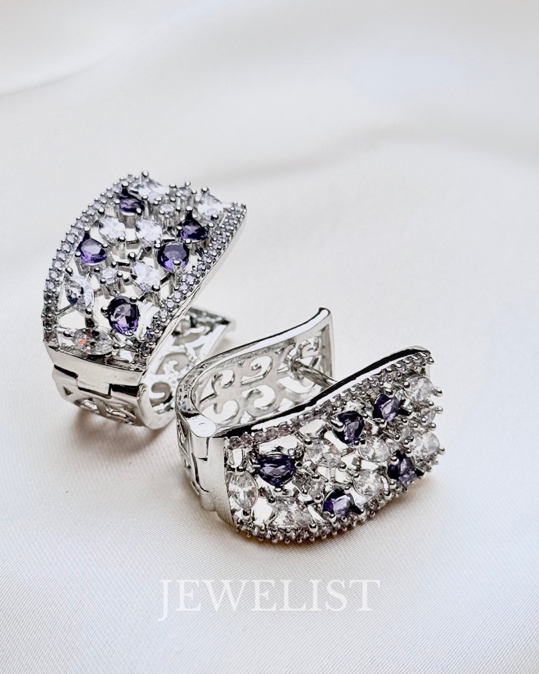 Studded Onyx Hoops with Purple Stones – Jewelist.pk