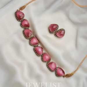 Bubblegum Trigon Choker by Jewelist.pk – Pakistani artificial jewellery set