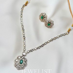 Emerald Green Bezel Necklace & Earrings – Jewelist.pk