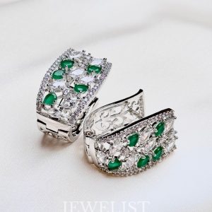 Studded Onyx Hoops with Emerald Green – Jewelist Jewellery Pakistan