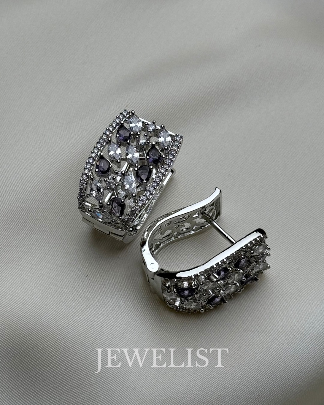 Studded Onyx Hoops with Purple Stones – Jewelist.pk