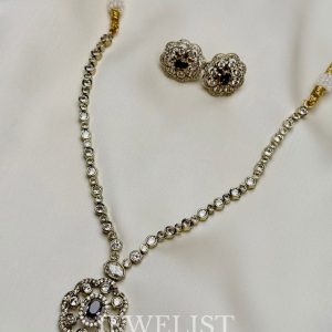 Sapphire Blue Bezel Necklace Set – Jewelist Jewellery