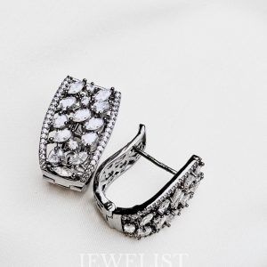 Studded Onyx Hoops White Stones – Jewelist.pk Jewellery