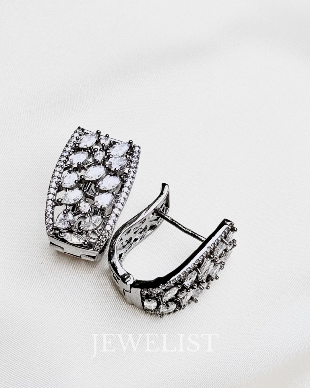 Studded Onyx Hoops White Stones – Jewelist.pk Jewellery