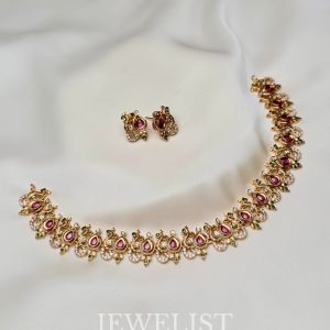 Lotus South Set by Jewelist.pk – Gold and Ruby South Indian Style Jewellery