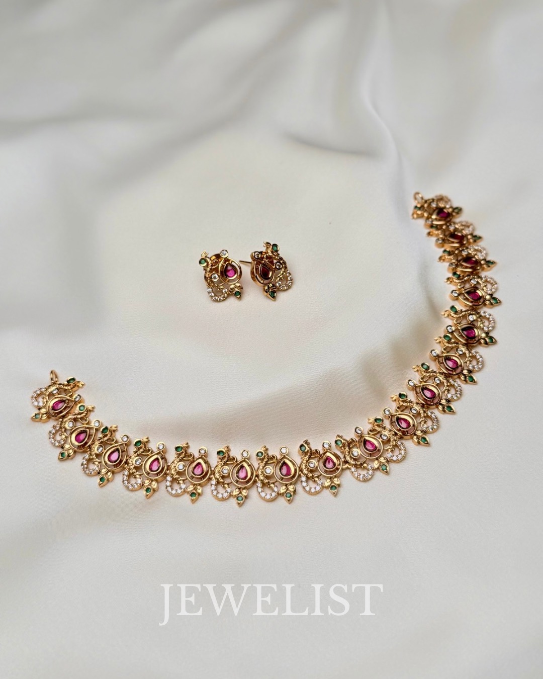 Lotus South Set by Jewelist.pk – Gold and Ruby South Indian Style Jewellery