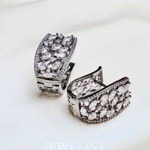 Studded Onyx Hoops White Stones – Jewelist.pk Jewellery
