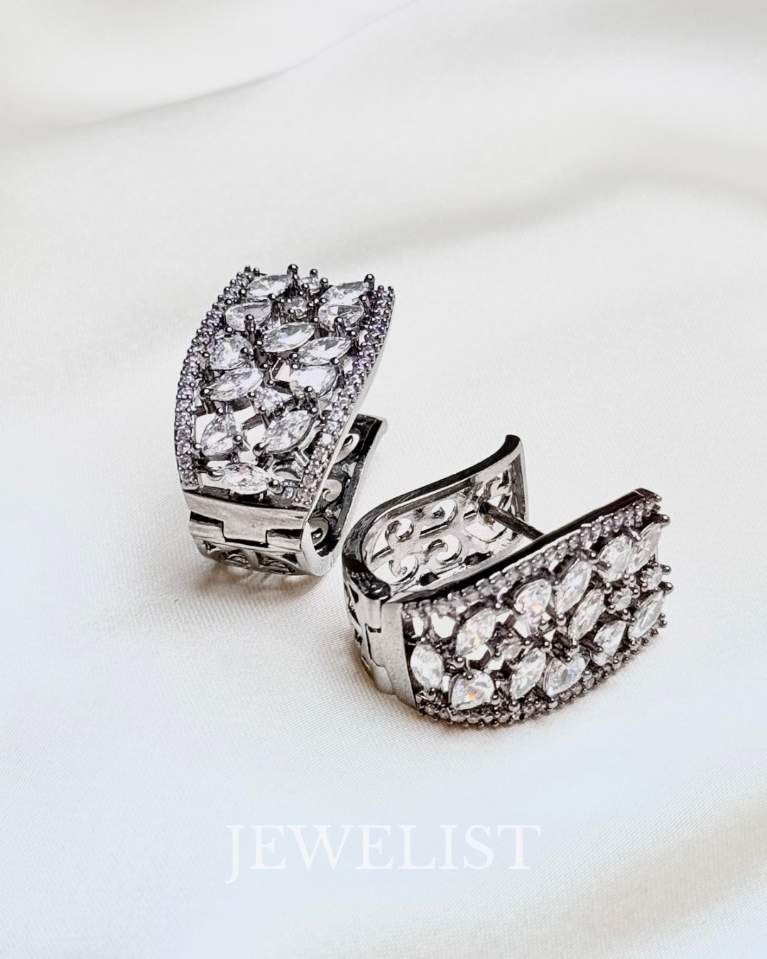 Studded Onyx Hoops White Stones – Jewelist.pk Jewellery
