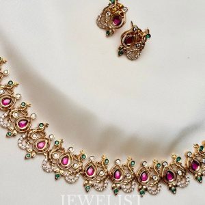 Lotus South Set by Jewelist.pk – Gold and Ruby South Indian Style Jewellery