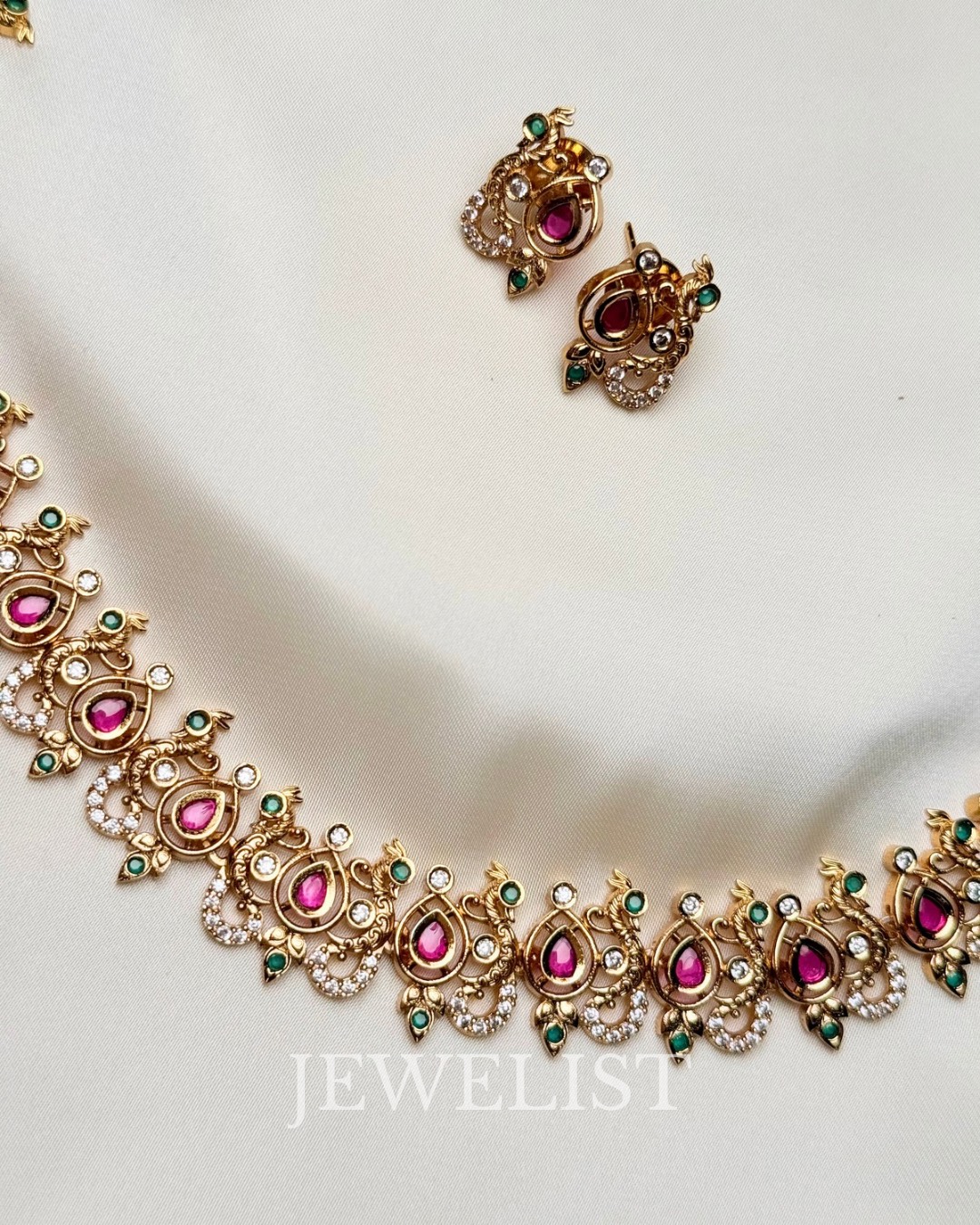 Lotus South Set by Jewelist.pk – Gold and Ruby South Indian Style Jewellery
