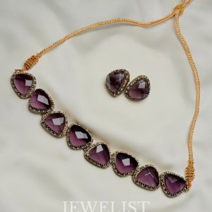 Bubblegum Trigon Choker by Jewelist.pk – Pakistani artificial jewellery set