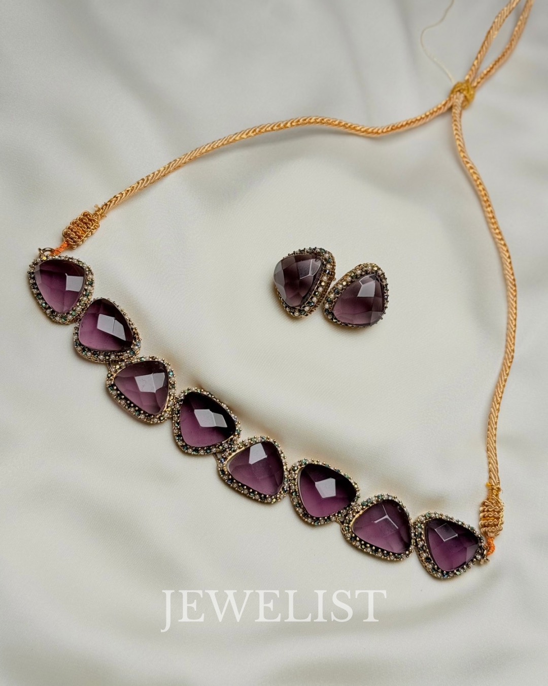Bubblegum Trigon Choker by Jewelist.pk – Pakistani artificial jewellery set