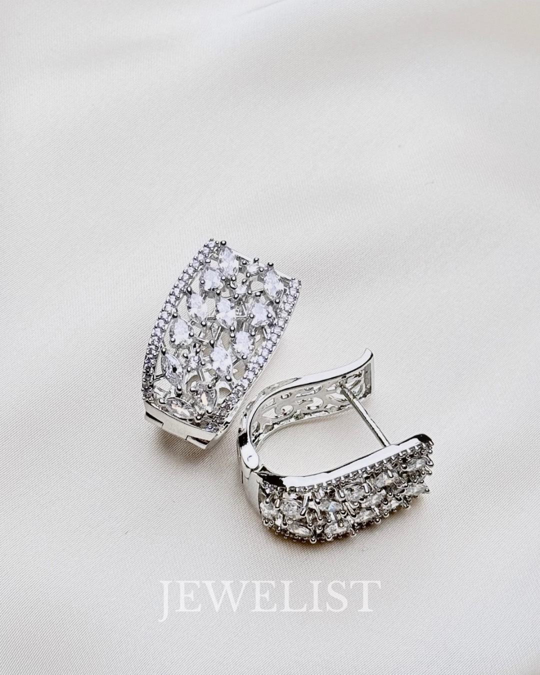 Studded Onyx Hoops Silver Finish – Pakistani Jewellery Brand