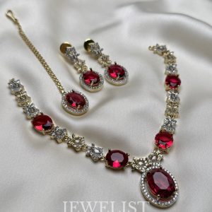 Limelight Crystal Set Red Stones – South Asian Jewellery Online