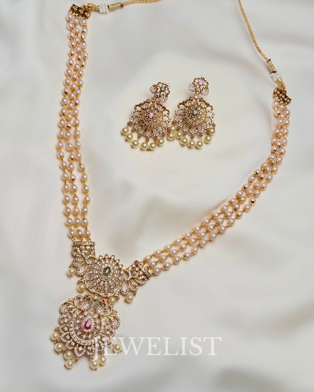 Rehaar Mala Set by Jewelist.pk – Pearl and Stone Necklace
