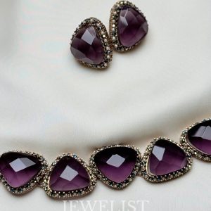 Bubblegum Trigon Choker by Jewelist.pk – Pakistani artificial jewellery set