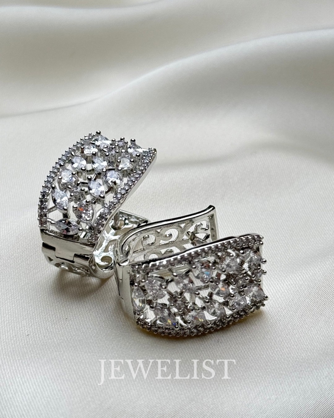 Studded Onyx Hoops Silver Finish – Pakistani Jewellery Brand