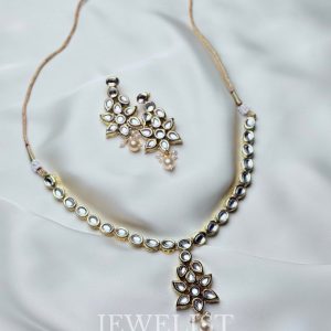 Flower Kundan Set Necklace and Earrings