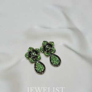 Midnight Petals Earrings Green Color