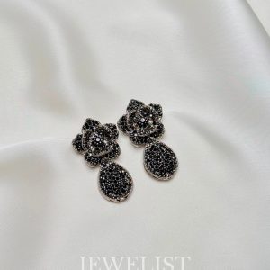 Midnight Petals Earrings Black Color