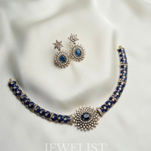 Kusum Navy Set by Jewelist.pk | Navy Blue Choker Necklace and Earrings