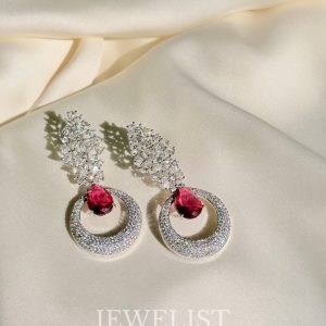 Aura Chandelier Earrings Ruby Red Jewelist Jewellery