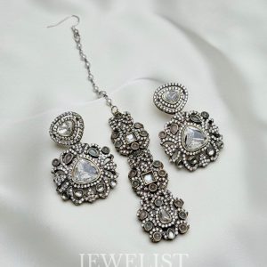 Mystic Polki Set Earrings and Tikka