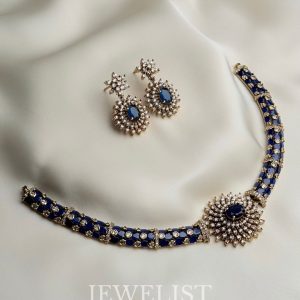 Kusum Navy Set by Jewelist.pk | Navy Blue Choker Necklace and Earrings