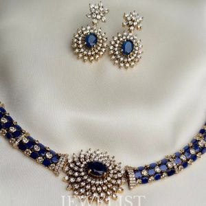 Kusum Navy Set by Jewelist.pk | Navy Blue Choker Necklace and Earrings