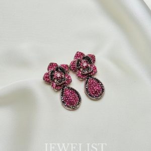 Midnight Petals Earrings Pink Color