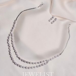 Double-Layered Diamondette Necklace by Jewelist.pk