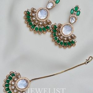 Emerald and white bridal jewellery set Pakistan