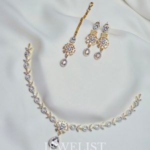Petal Cascade Set Silver & Gold color – Jewelist.pk