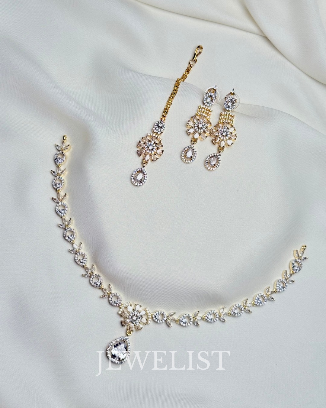 Petal Cascade Set Silver & Gold color – Jewelist.pk